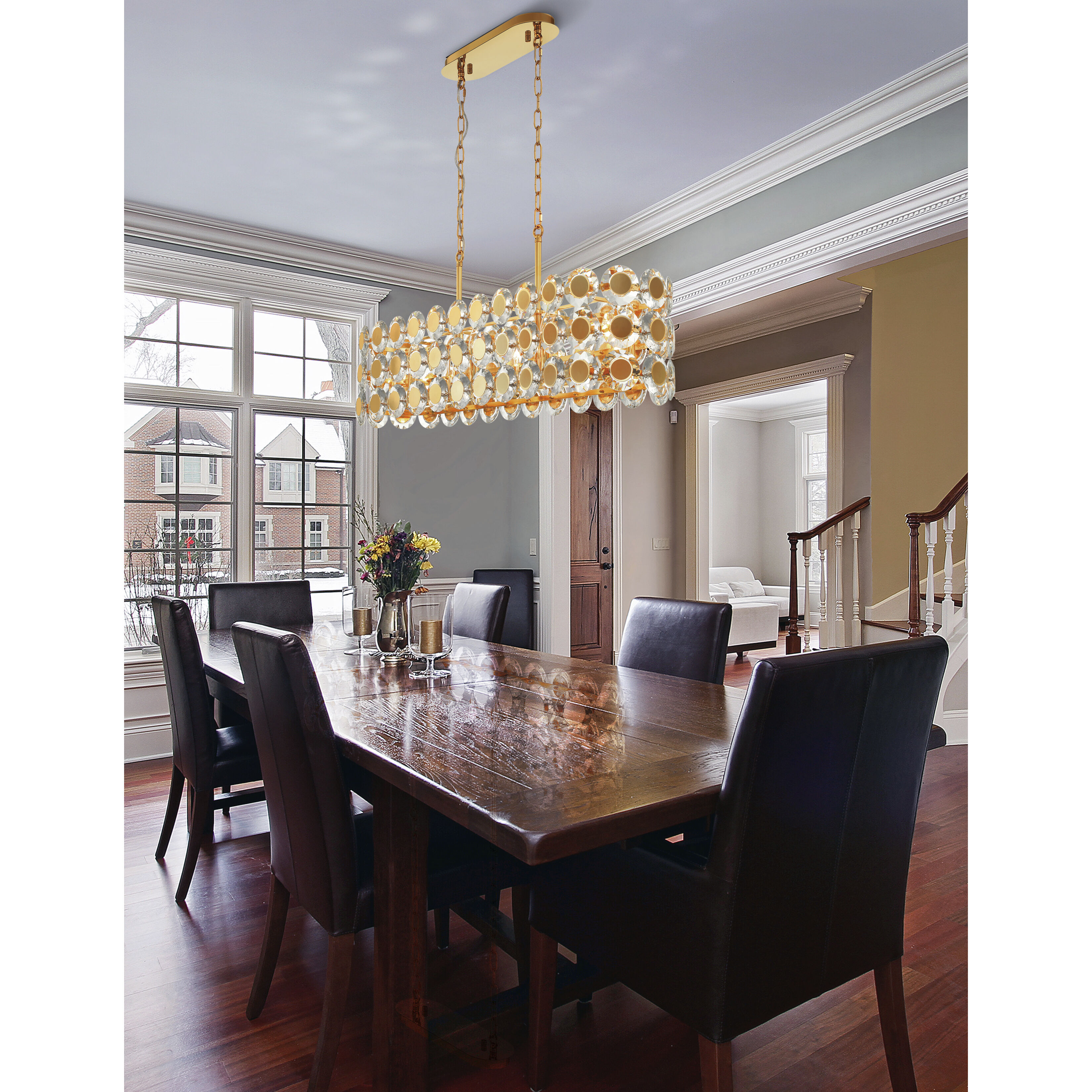 Perrene Linear Chandelier Ceiling Light in Gold